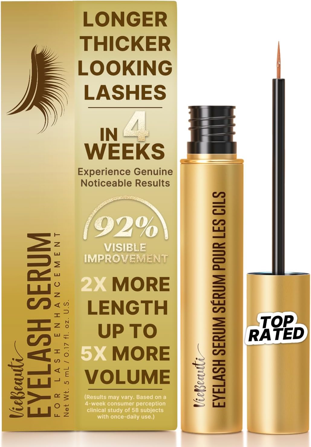 Eyelash Serum for Lash Growth for Women: Natural Lash Serum for Longer Fuller Healthier Lashes - Vegan & Cruelty-Free Eyelash Enhancer for Sensitive Eyes 5mL 0.17 Fl Oz 5-Month Supply