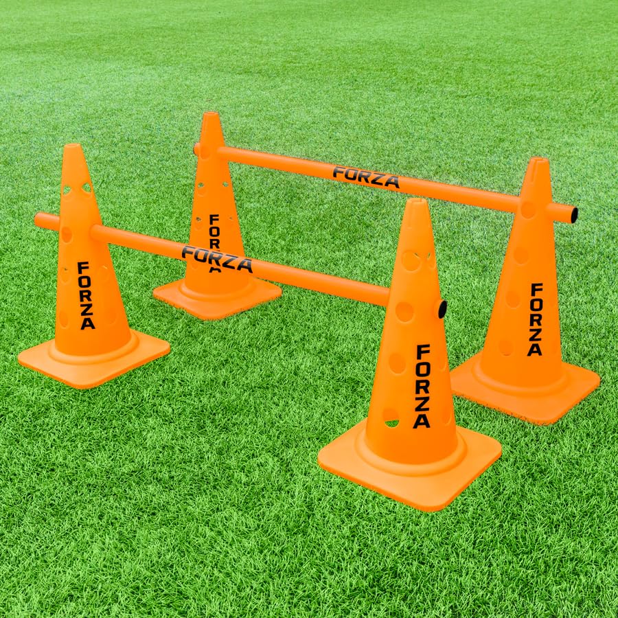 FORZA Coni da Allenamento 51 cm | Set Formazione da 4 o 8 | Ostacoli Allenamento Calcio Alta visibilità, Allenamento Agilità, velocità – 4 Colori