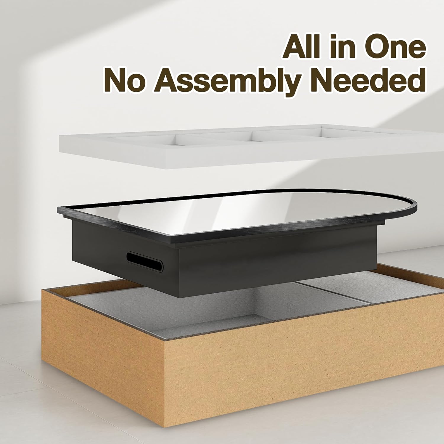 Arched Medicine Cabinet Mirror No Assembly Needed Bathroom Mirror with Storage Recessed or Surface Mount Options (Black, 25.6" L x 15.8" W)