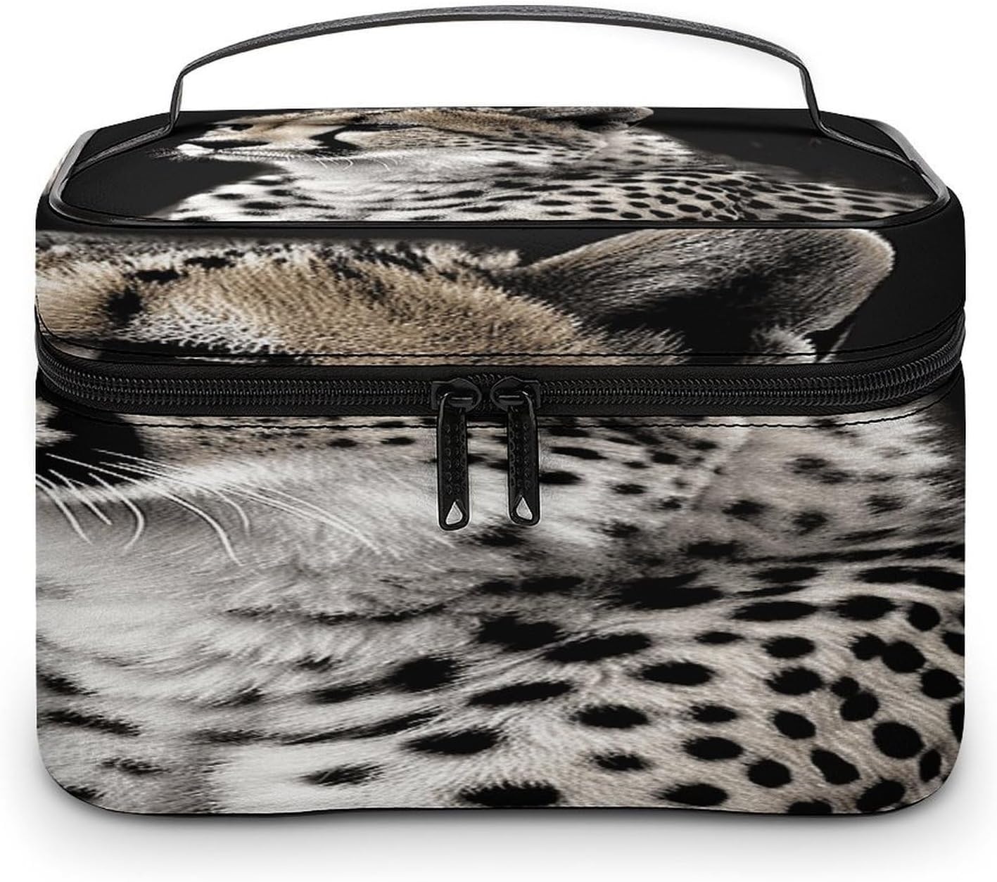 Cheetah Makeup Bag with Handle Fashion Portable Travel Toiletry Bag Exquisite Large Capacity Cosmetic Bags Lightweight Travel Accessories Storage Bags for Women