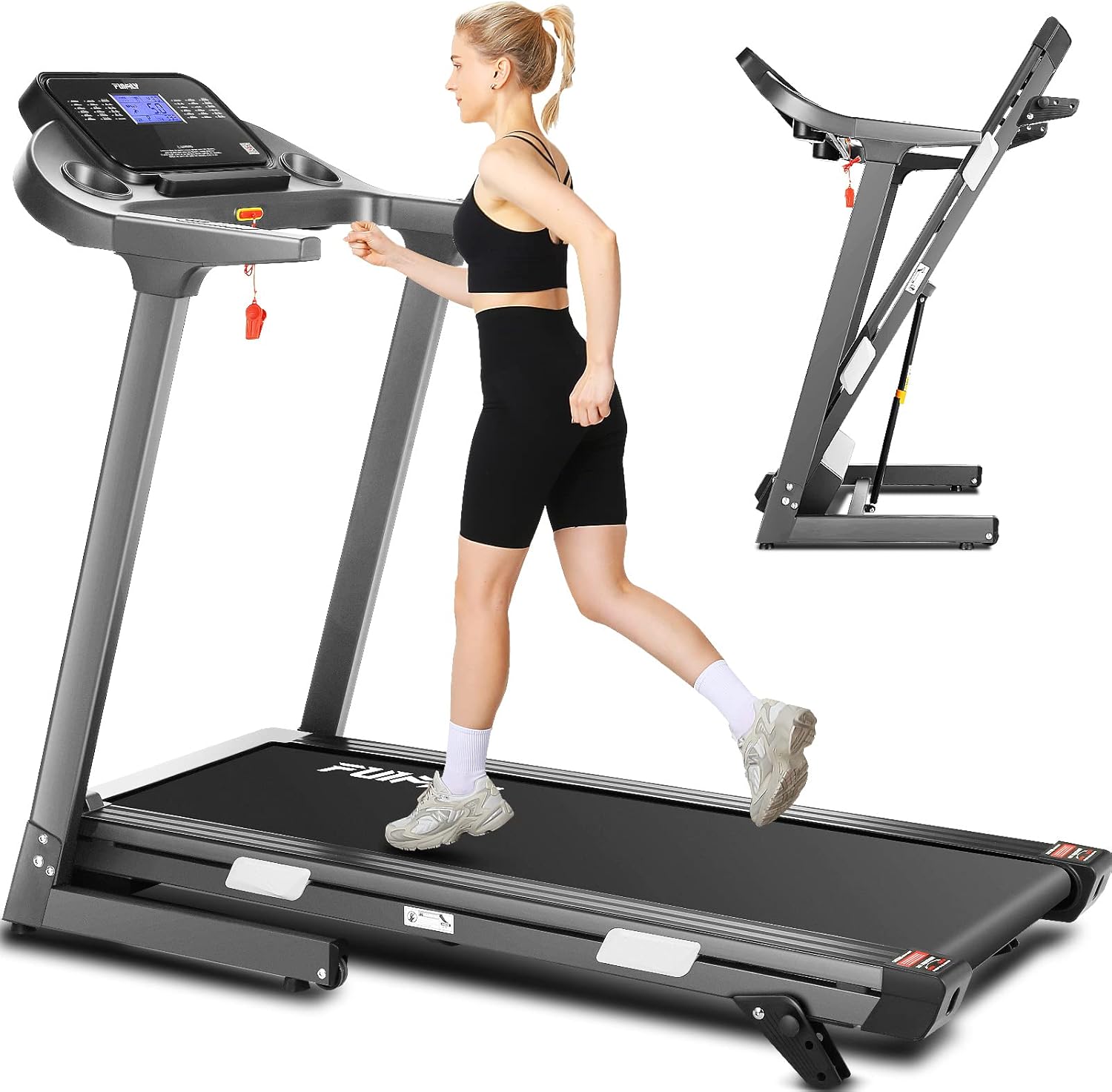 Treadmill with Incline,FUNMILY 3.25HP 18 INCH Wide Treadmill for Home, 300lb Capacity Walking Running Machine with 36 Preset Programs,18″x51″ Running Belt, LCD Display, App Control