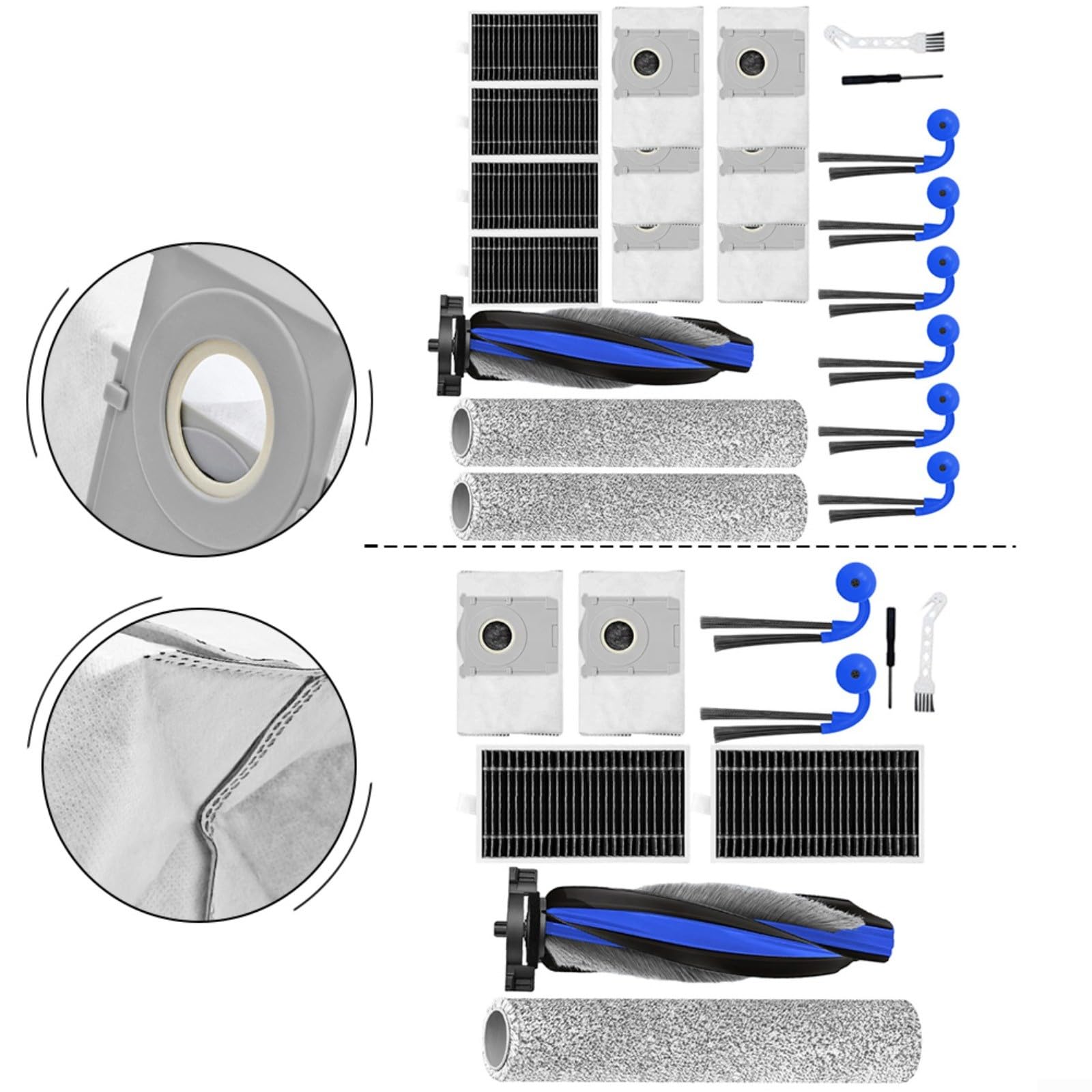 Zestaw części zamiennych do Ecovacs do DEEBOT T90 Pro/Omni ze szczotką główną, szczotkami bocznymi, filtrami HEPA i podkładkami do wycierania, wytrzymały nylon i filtr z węglem aktywnym do dokładnego
