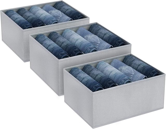 DIMJ Clothes Storage Organiser, 3 Pack Foldable Storage Box Wardrobe Storage Organiser Fabric Storage Box Drawer Dividers for Pants, Shirts, Blanket, Home Storage