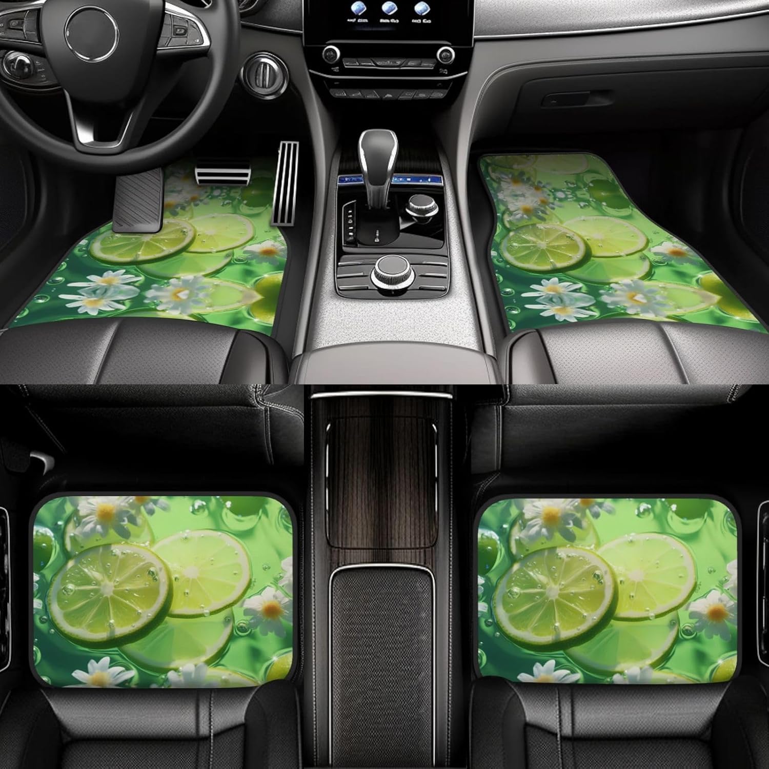 Lemons in the water Patterned car mats 4-piece set | For cars/SUVs/trucks | Firm fit without displacement