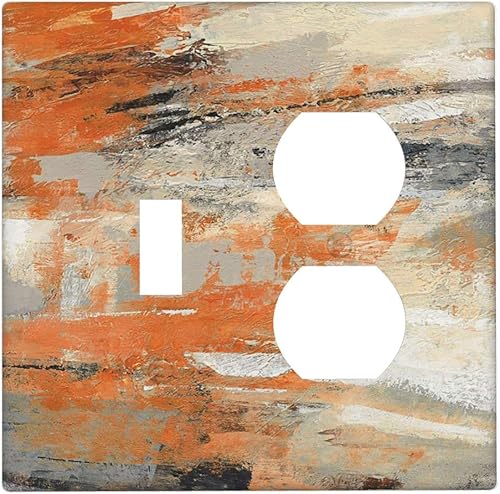 Miniatura 134 de Cubiertas de Interruptor de Luz de Palanca Simple con Diseño Abstracto de Sol Amanecer Retro, Placa Decorativa Arcoíris Atardecer de 1 Gang, Placa