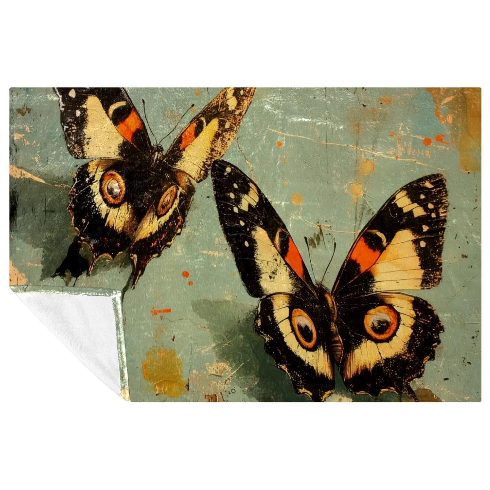 Couverture douce et chaude premium motif papillon 150x100 cm confort lit