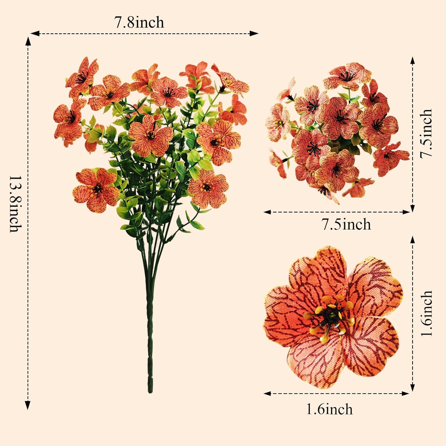 24 Bundles Artificial Plants for Outdoor Fall Flowers, Fall Decorations for Home Fake Mums Artificial Flowers, Faux Mums for Outdoor Planters Fake Plants UV Resistant for Porch Outside Yard