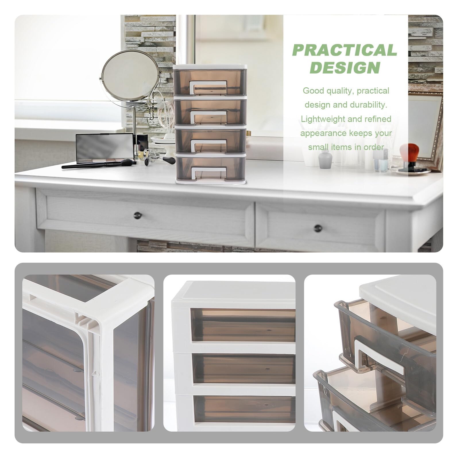 Ipetboom Scatola Portaoggetti Scrivania Multi-strato Trasparente Cassettiera Desktop Compatta e Leggera Organizer Multi-layer per Lipstick Chiavi Gioielli per Studenti e Ufficio