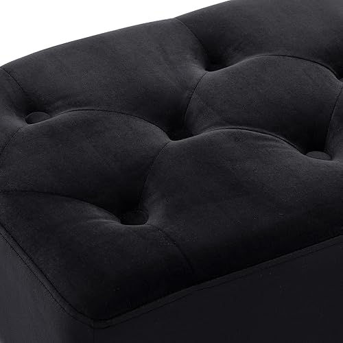 Miniatura 7 de Duhome - Banco otomano con botones, tapizado para dormitorio, reposapiés de terciopelo, banco decorativo para entrada, comedor, sala de estar,