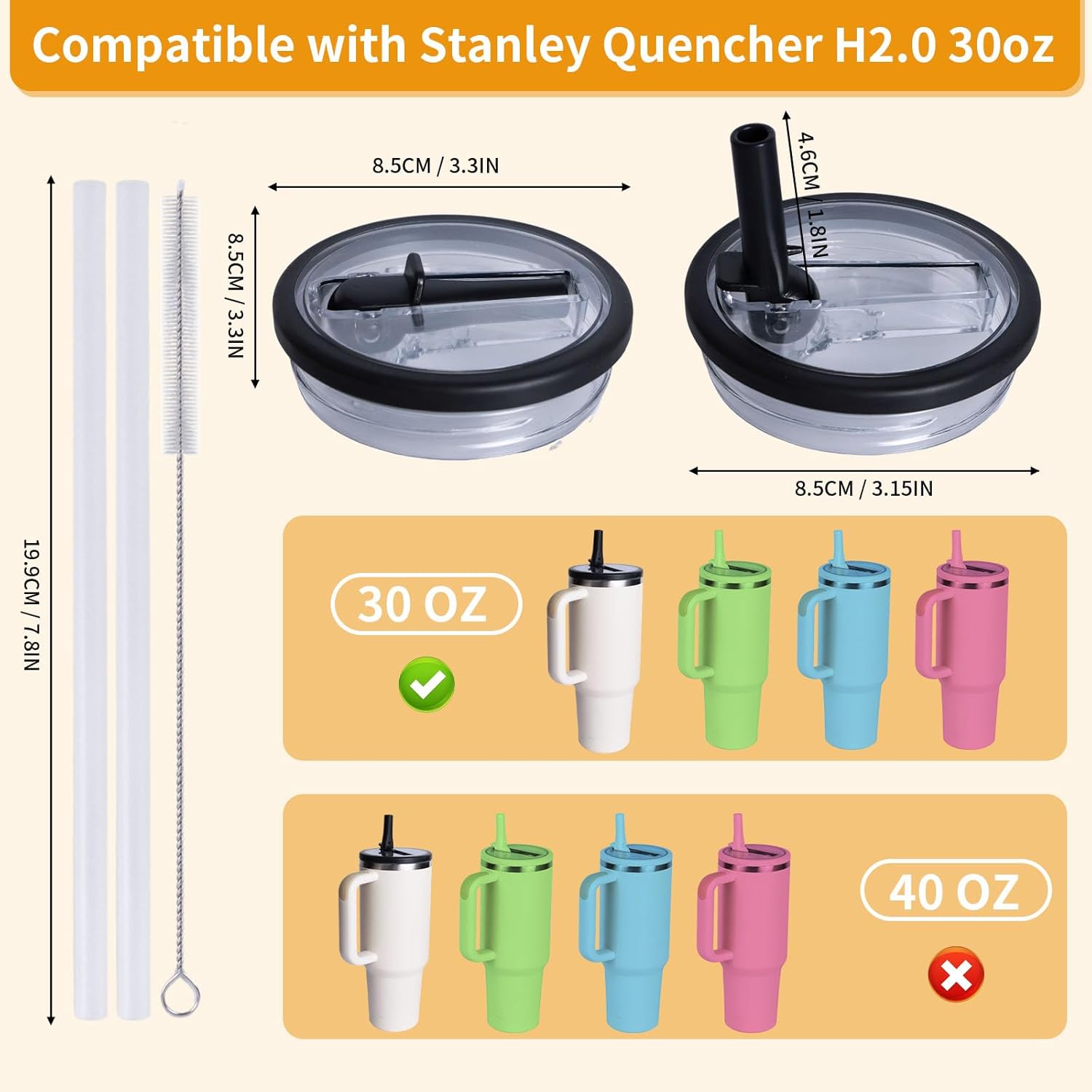 2 Pack 30 oz Flip Straw Leak Proof Lid for Stanley Quencher H2.0, Spill Proof Tumbler Lid Replacement Fit for Stanley Quencher, BPA Free Reusable No Spill Straw Lid for Stanley Accessories - Image 2