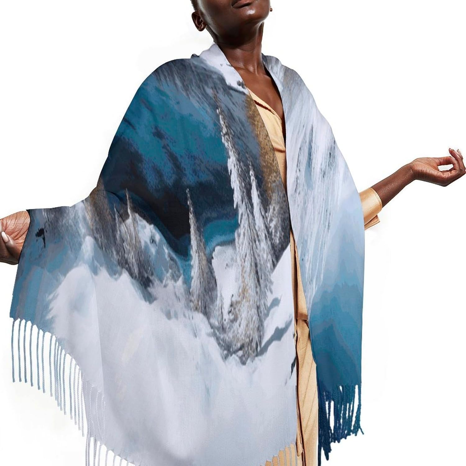 Winter Mountains Snow Scene Scarf for Women Men Soft Warm Fashion Blanket Scarves Classic Cashmere Feel Scarf Long Shawl Large Scarves Cold Weather Thick Blanket Scarfs
