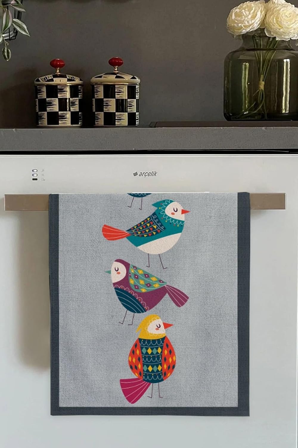 Viva Home Gri Papağan Desenli Fırın Mutfak Havlusu 30X50Cm