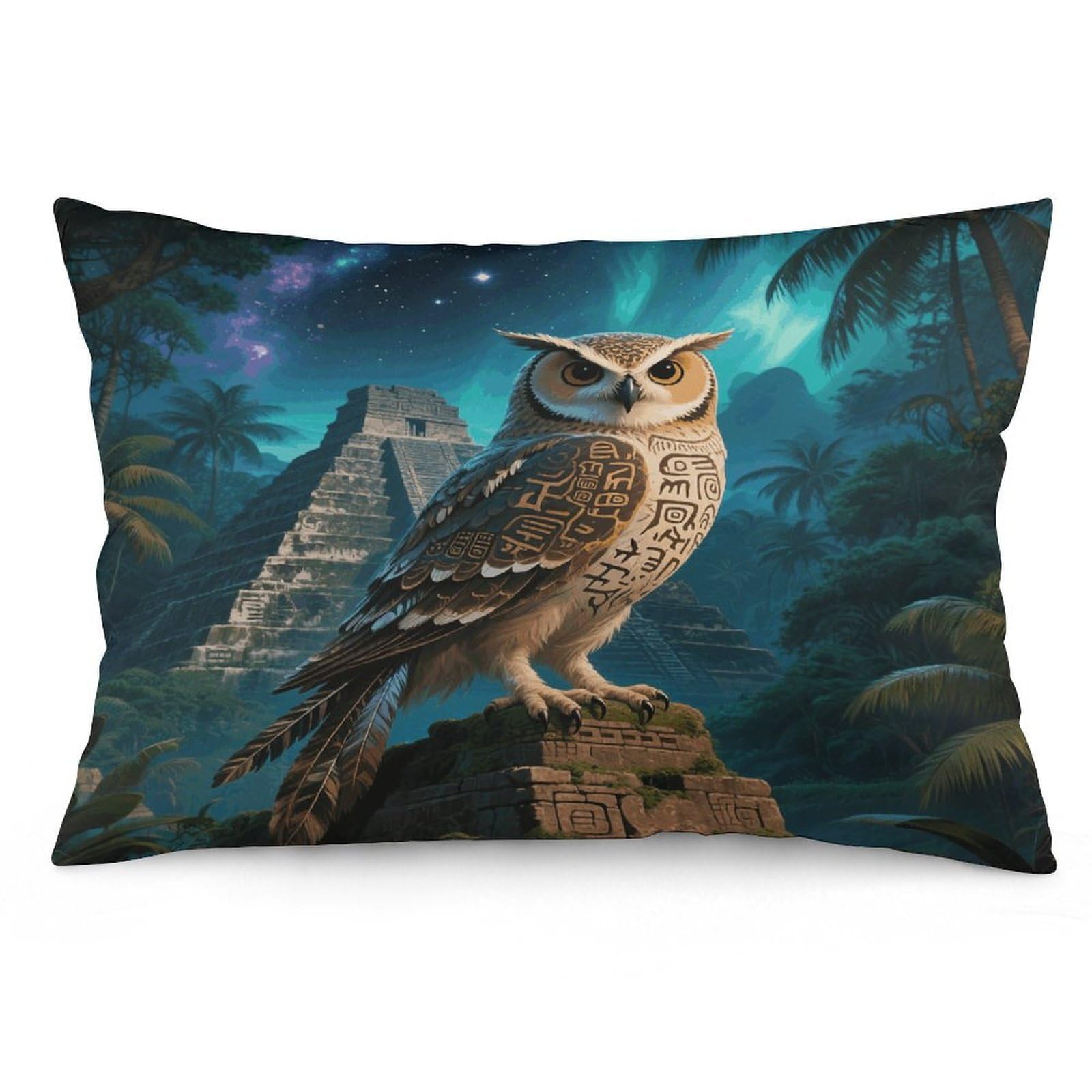Maya Owl Throw Pillow Cover Soft Pillow Case Decorative Lumbar Pillow Cover Cozy Throw Pillowcase Polyester Rectangular Cushion Case Decor for Couch Sofa Bed