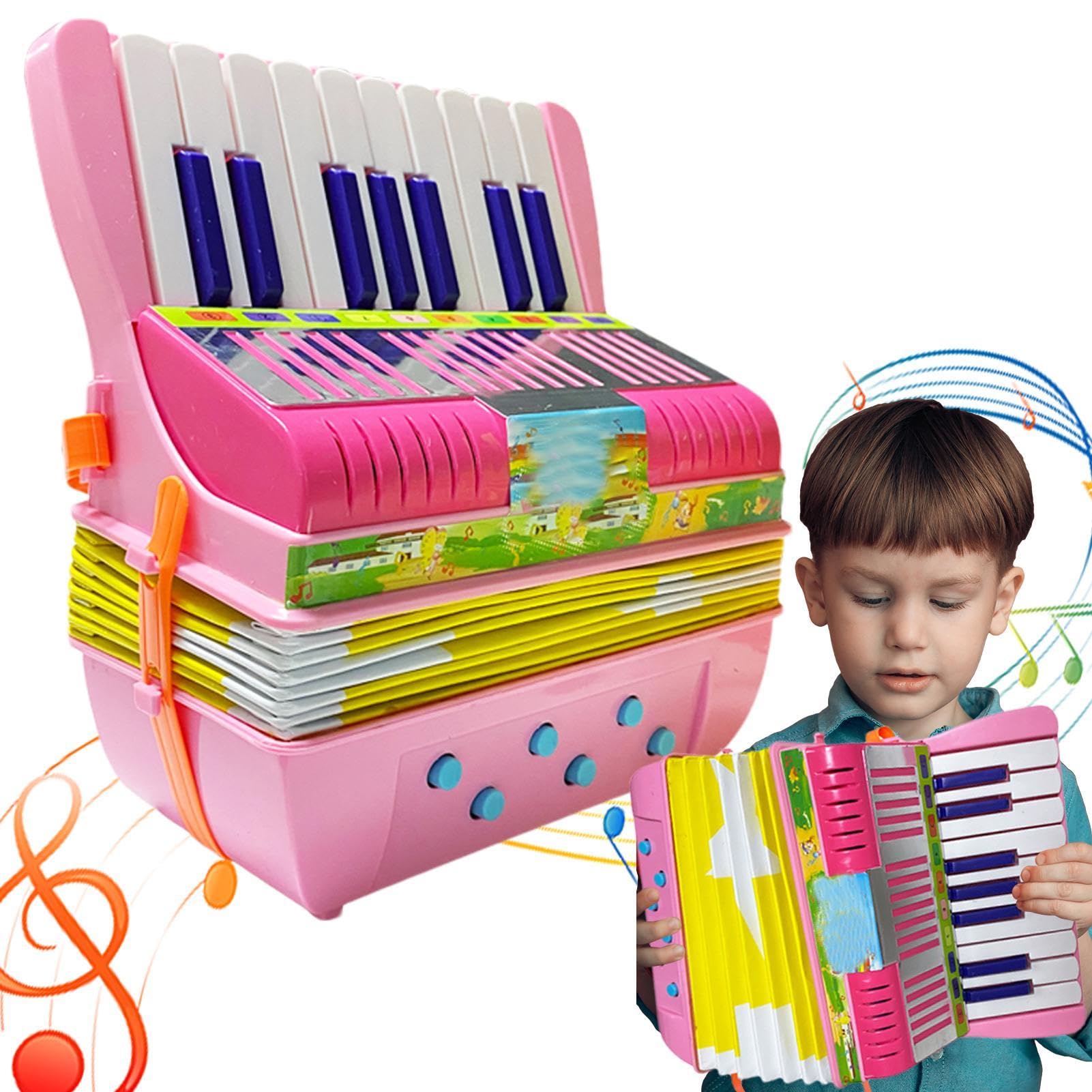 Instrumentos Musicales de acordeón para niños, acordeón de Botones para niños - Acordeón de Botones de 17 Teclas, de acordeón pequeño - Educativo Ligero Preescolar Lindo Instrumento pa