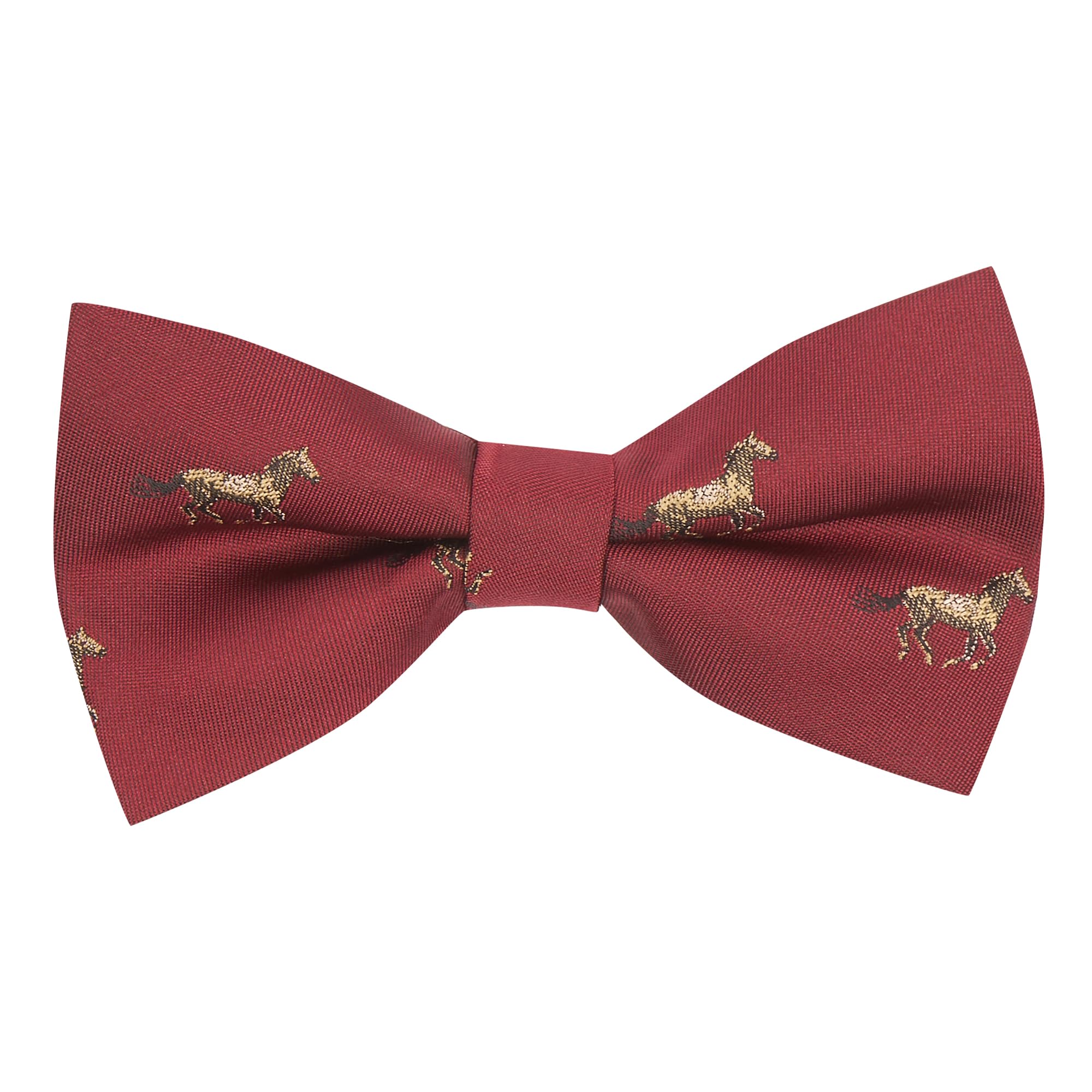 King & Priory Burgundy Red Embroidered Horse Bow Tie