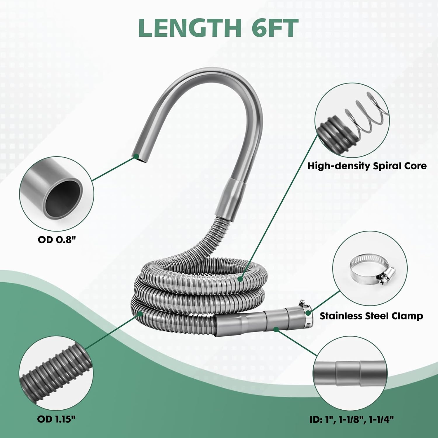 TTFLEX 6 FT Washing Machine Drain Hose, Washer Drain Hose with Long photo 8