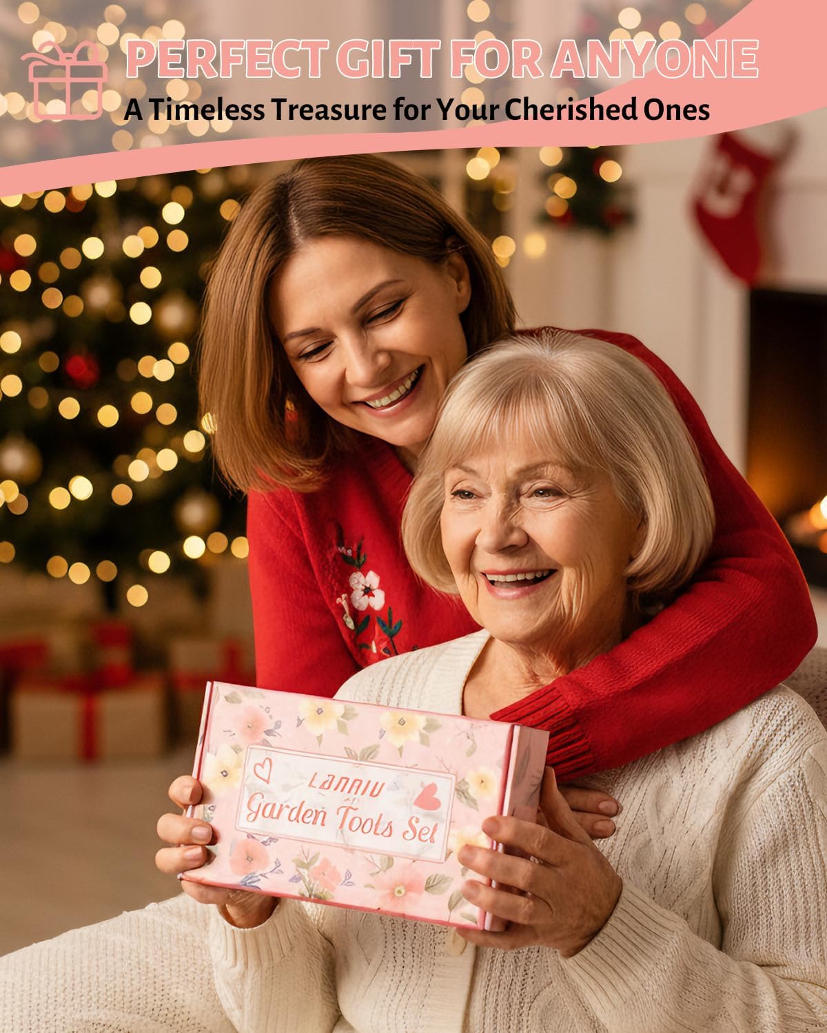 Pink Gardening Tools, Garden Tool Set for Women,5 Piece Womens Gardening Kit with Floral Garden Bag,Gifts for Wife (5-Piece Pink) - Image 6