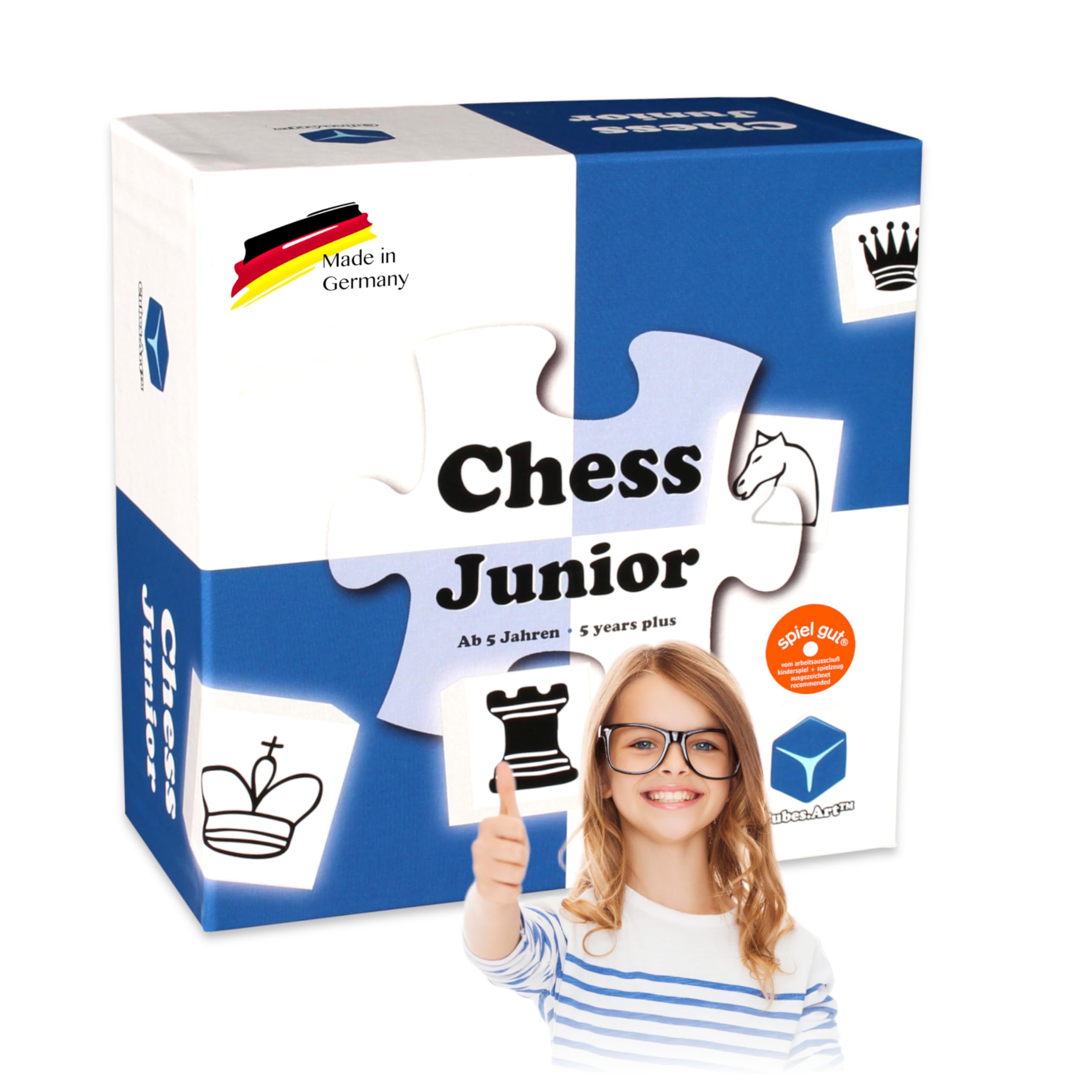 Chess Junior - Chess Set for Kids Ages 4 5 6 7 8, Board Game, Winner of The Brain Child Toy Award, Blue
