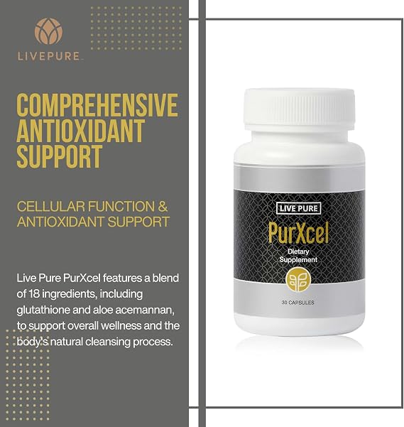 PURE PurXcel Antioxidant Supplement | 30 Capsules | Potent Antioxidant Blend with Glutathione & Superoxide Dismutase | Supports Skin, Joints & Natural Cleansing