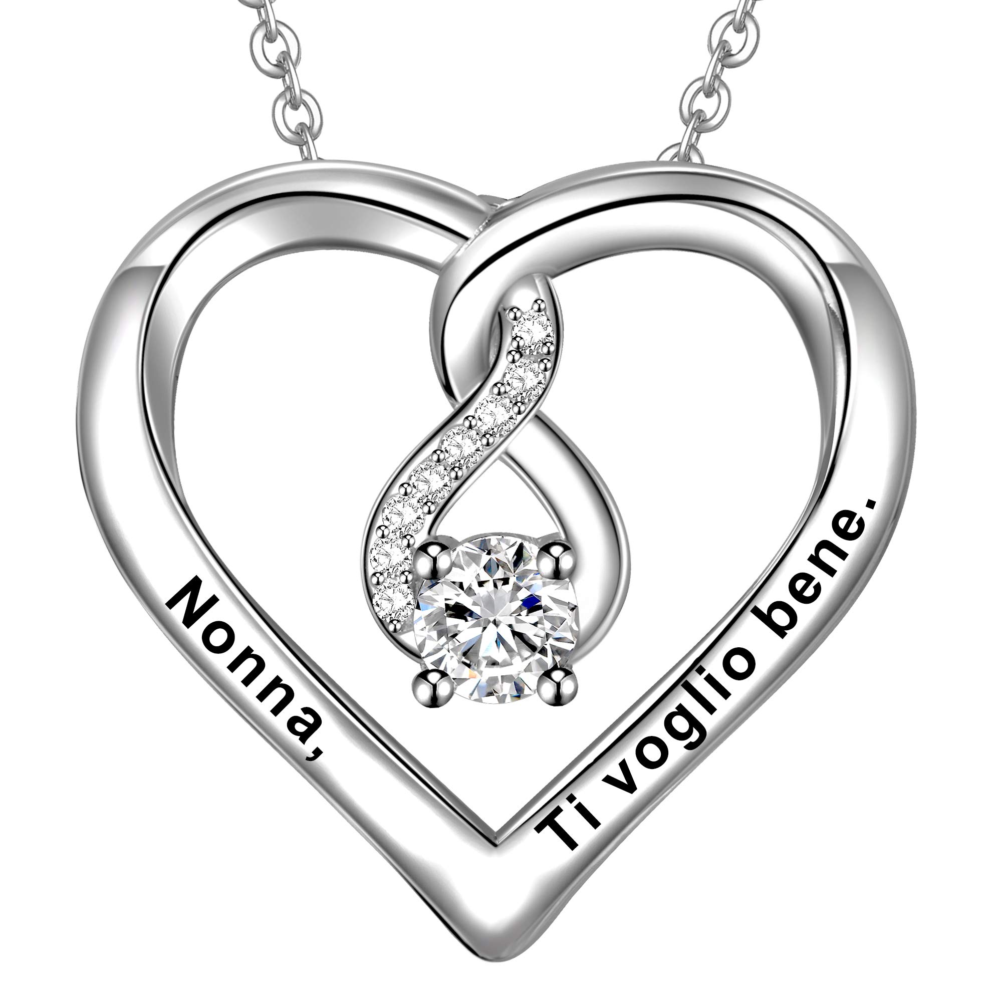LOVORDS Collana Donna Incisa Personalizzata Argento Sterling 925 Pendente Ciondolo Cuore Infinito Regalo Mamma Madre Fidanzata Moglie Nonna Figlia