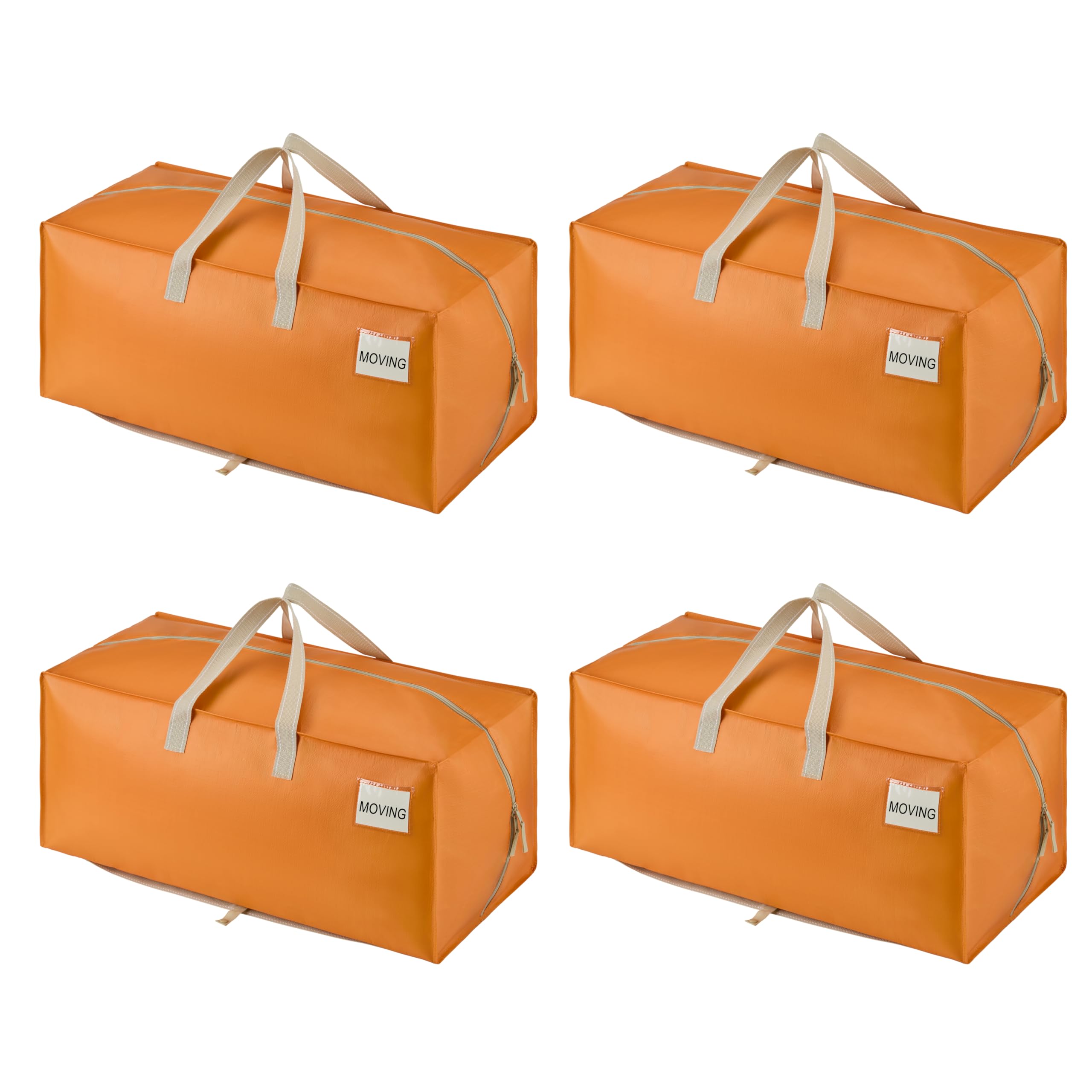 VENO 4 Pack Moving Bags w/Backpack Straps, Heavy Duty, Moving Boxes Alternative, Packing Supplies, Large Storage Totes for Dorm Room Essentials with Zipper (Seasonal Autumn Orange, 4 Pack) — image 1