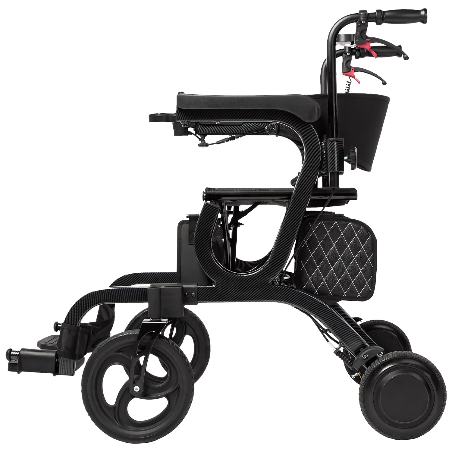 CARLIKE 3 in 1 Intelligent Electric Wheelchair & Rollator Walker with Seat & Electric Transport Chair Lightweight Foldable, Detachable Footrests, 10" Non-Pneumatic Wheels for Seniors/Adults