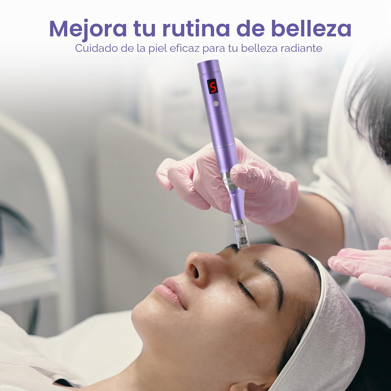 QUELLE E99 Dermapen Profesional,Microneedling Pen Inalámbrico con pantalla LCD y 5 Niveles de Velocidad incluye 16 Cartuchos de Repuesto Para el Cuidado de la Piel