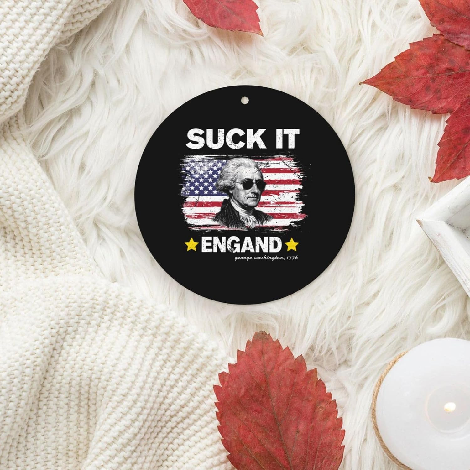 100 PCS George Washington's Birthday Suck It England Car Air Fresheners Cards Set, Multi-Pack Scented Cards, Long-Lasting Auto Fragrance Cards for Vehicle, Home & Office Round Shape