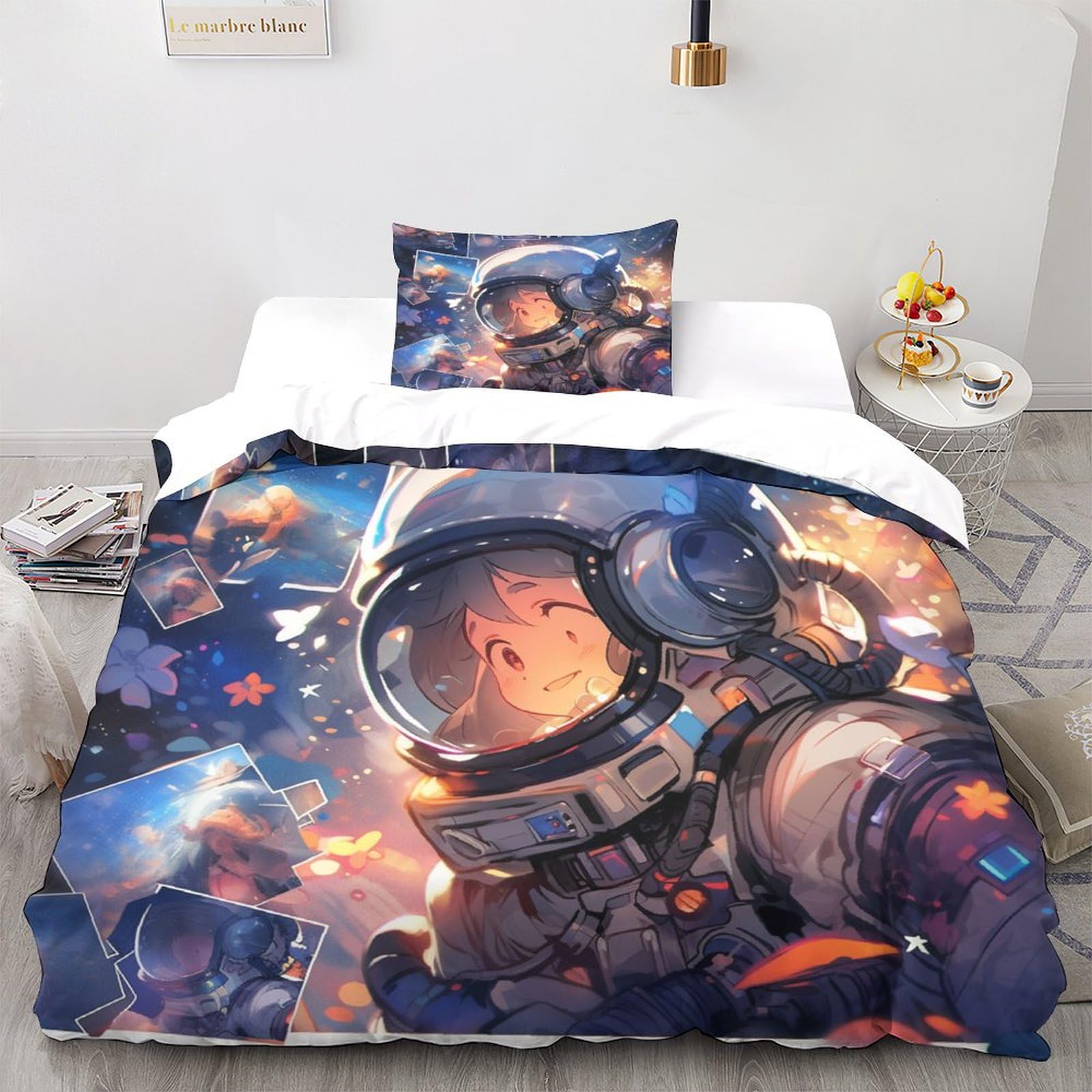 Housse de couette 3D astronaute OBABO, le cadeau d'anniversaire parfait pour lit d'enfant single