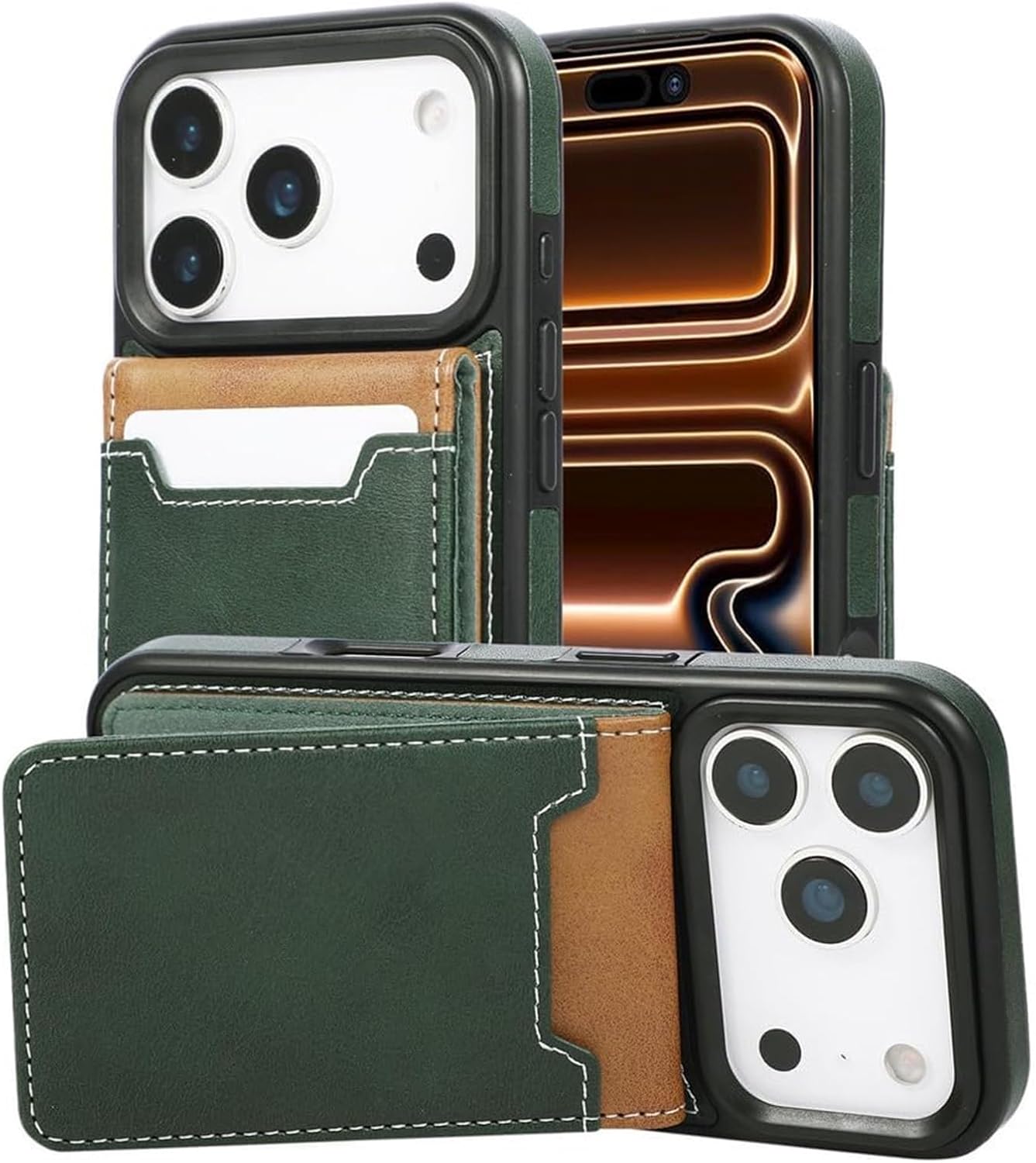 Leather Wallet Case for iPhone 17/17 Air/17 Pro/17 Pro Max, Flap Card Slots, Kickstand Function & Wristband, Business Style Slim Cover(Blue,17)