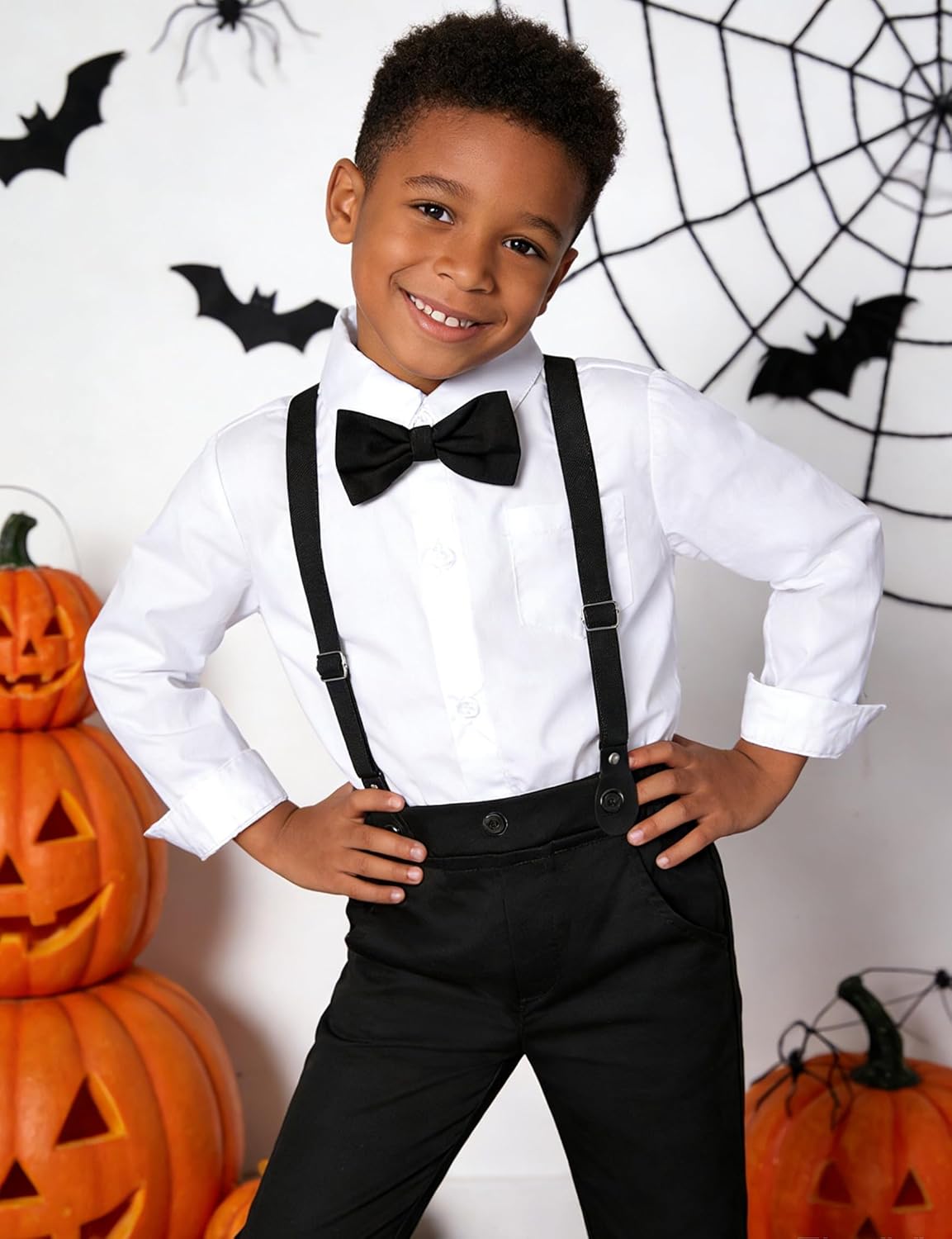 A&J DESIGN Toddler Boys Formal Clothes with Suspender Baby Wedding Outfit Kids Dress Suit Set