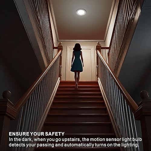 Miniatura 6 de Bombilla con sensor de movimiento, bombilla con detector de activación de movimiento para interiores, luz nocturna de seguridad del atardecer al