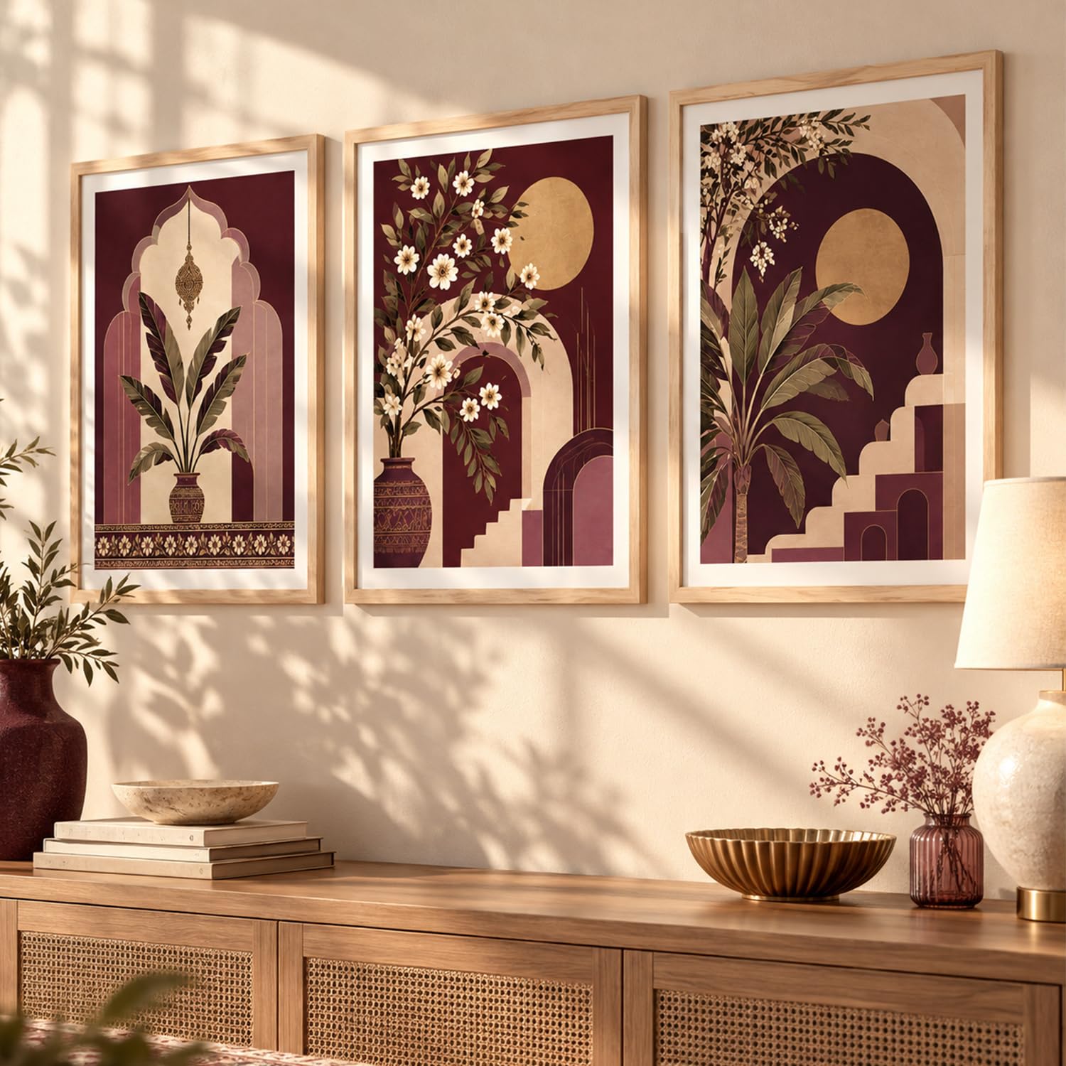 Bohemian Wall Art Set - 3 Framed Prints -11