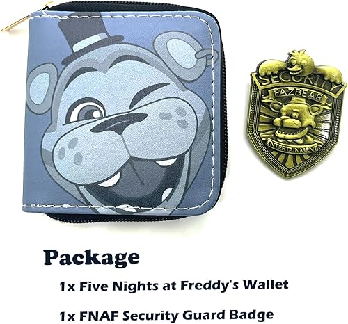 Miniatura 2 de FNAF Cartera y FNAF Fazbear Guardia de Seguridad Pin Pin Set Cinco Noches en el disfraz de Freddy's Cosplay Broche Pin Regalo para Hombres Mujeres,