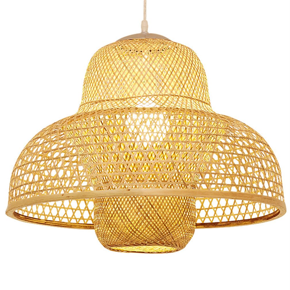 TCHAUSGZOZ Rustic Bamboo Pendant Lamp - 19.7'' Coastal Hanging Light Fixture for Dining Room, Living, and Nursery