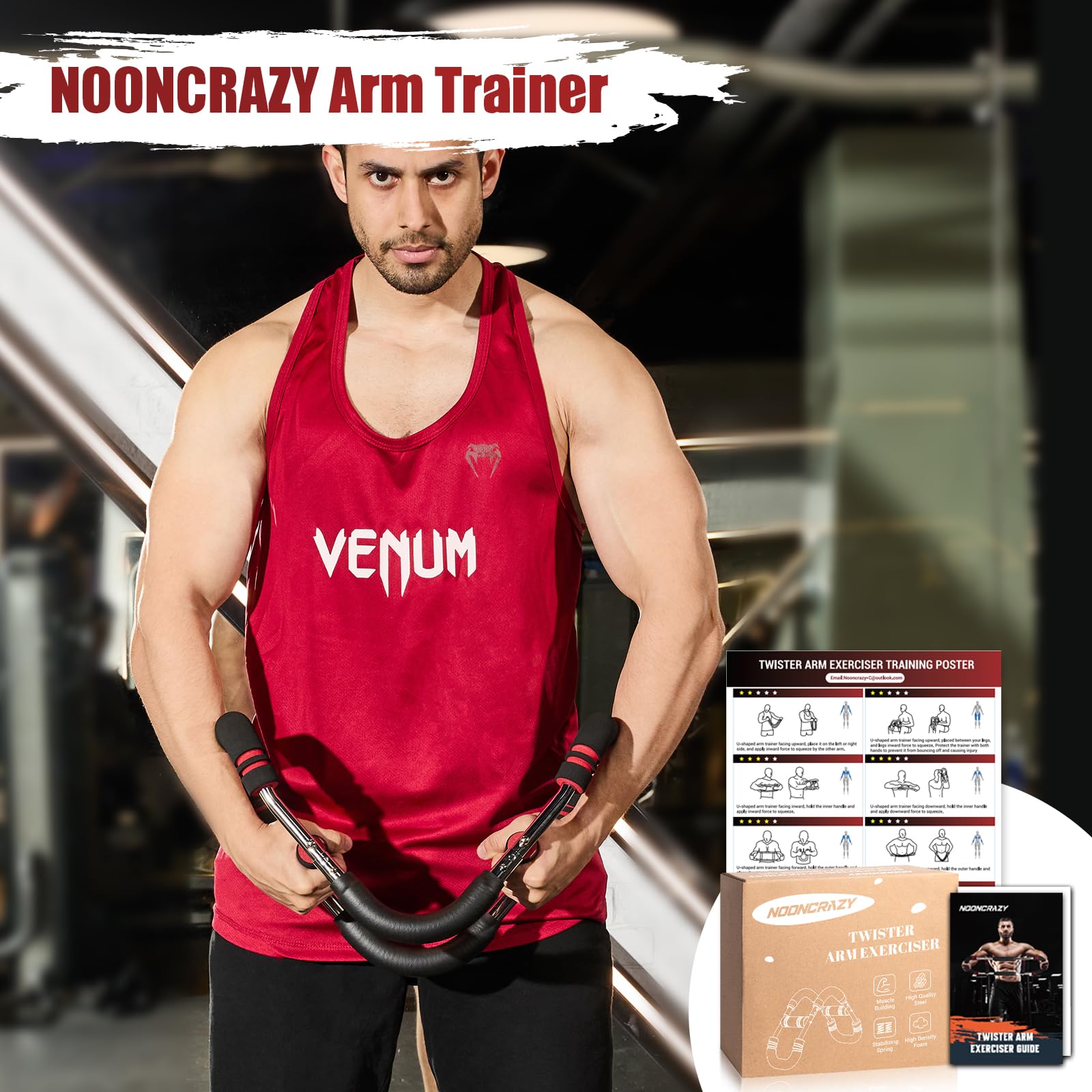 Twister Armtrainer, Verstellbarer Brustmuskel Trainingsgeräte für Zuhause, Arm Chest Trainer mit Poster für Männer & Frauen, Brustmuskeltrainer zur Verbesserung der Oberkörpermuskulatur