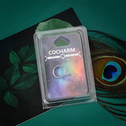 Miniatura 6 de COCHARM Anillos de nariz dobles de 0.56 oz para piercing individual de acero quirúrgico 316L, aro de nariz, cartílago, caracola, joyería de piercing