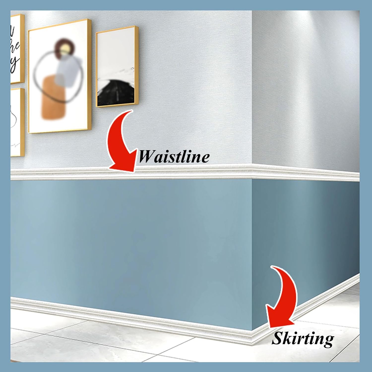 3 Rolls 3D Self-Adhesive Foam Skirting Board Trim - 2.2M Length, 8Cm Width for Kitchen, Bathroom, and Home Decor(Silver Gray)