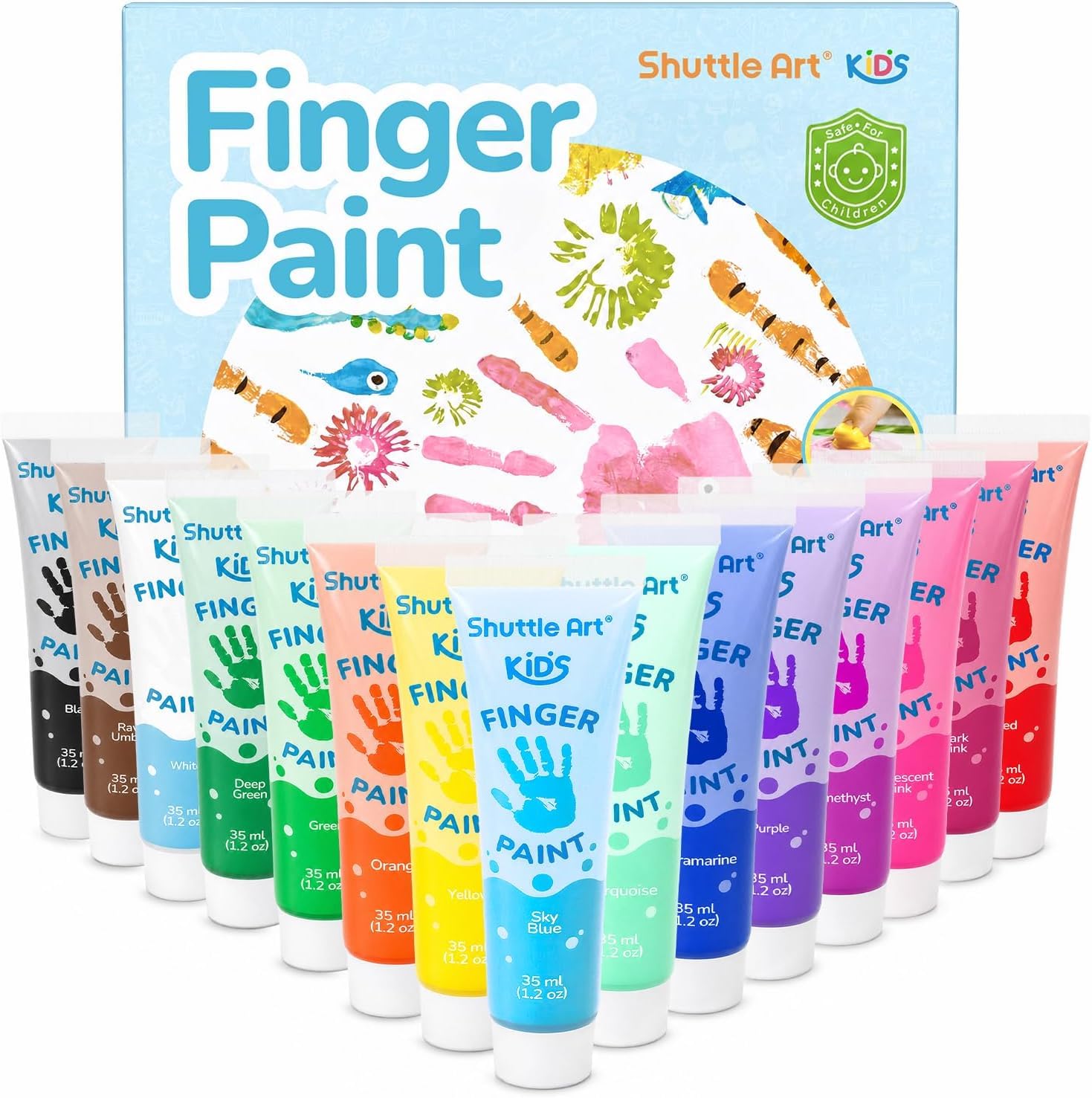 Amazon | Shuttle Art 指絵の具 15色セット 水性 洗える約35ml×15本