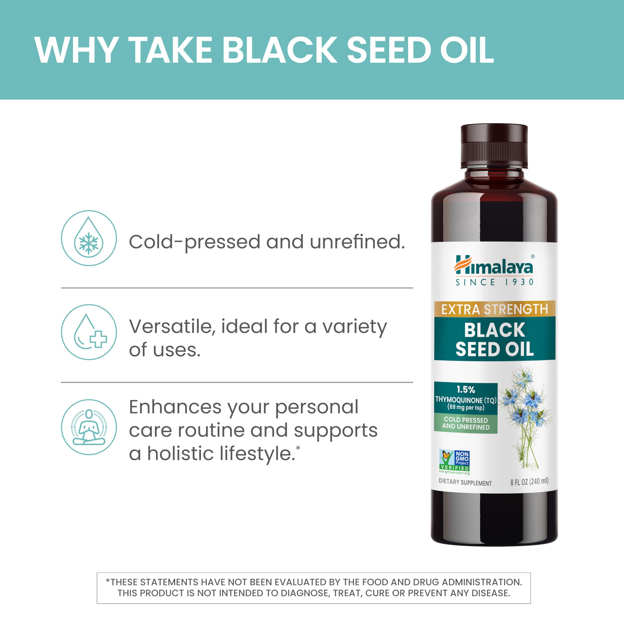 Himalaya Extra Strength Black Seed Oil, Cold-Pressed & Unrefined, 1.5% Thymoquinone (69 mg per TSP), 8 oz — Amazon image 4