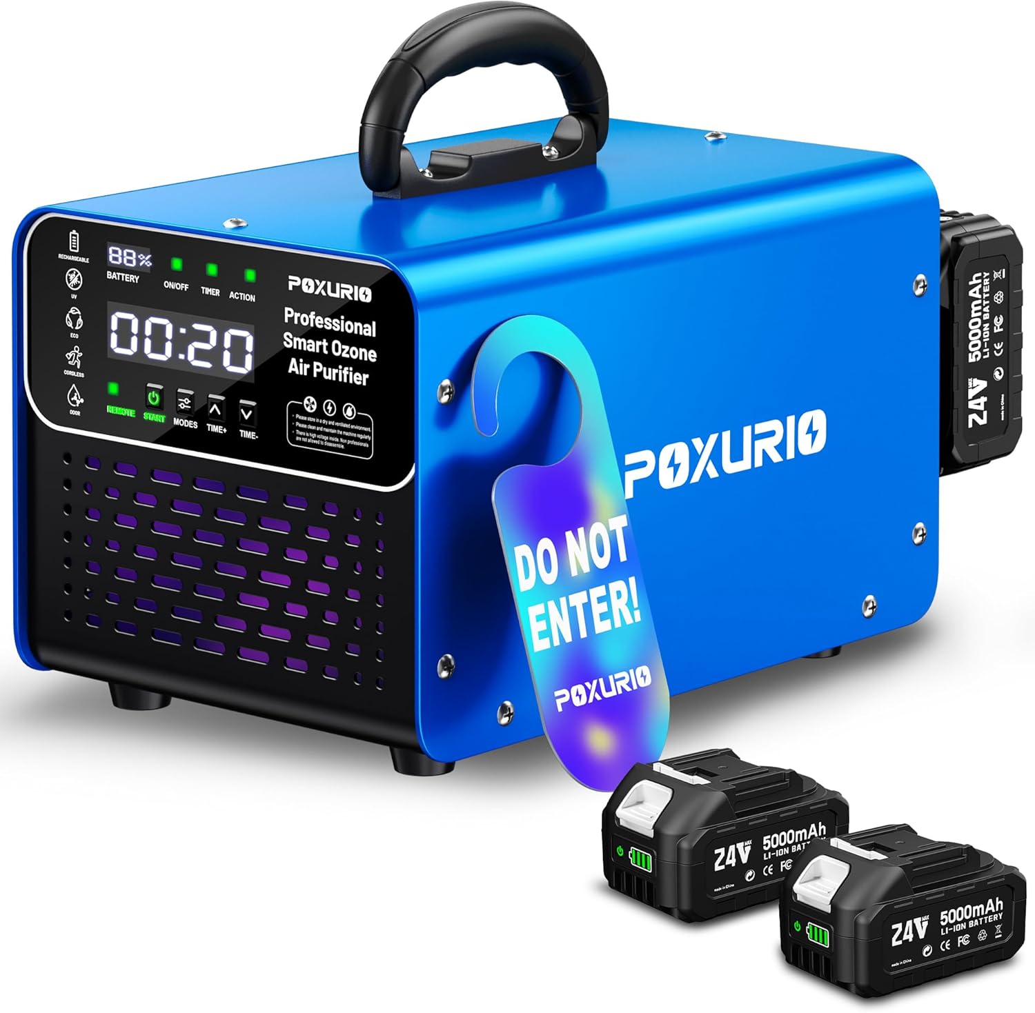 Cordless Ozone Generator - 1,000,000mg/h Professional Grade Covers 10000 Sq-Ft+, 2026 Upgraded Portable Deisgn with 2x 5000mAh Battery for 8-10 Hours Use, With Remote Control&LCD Screen