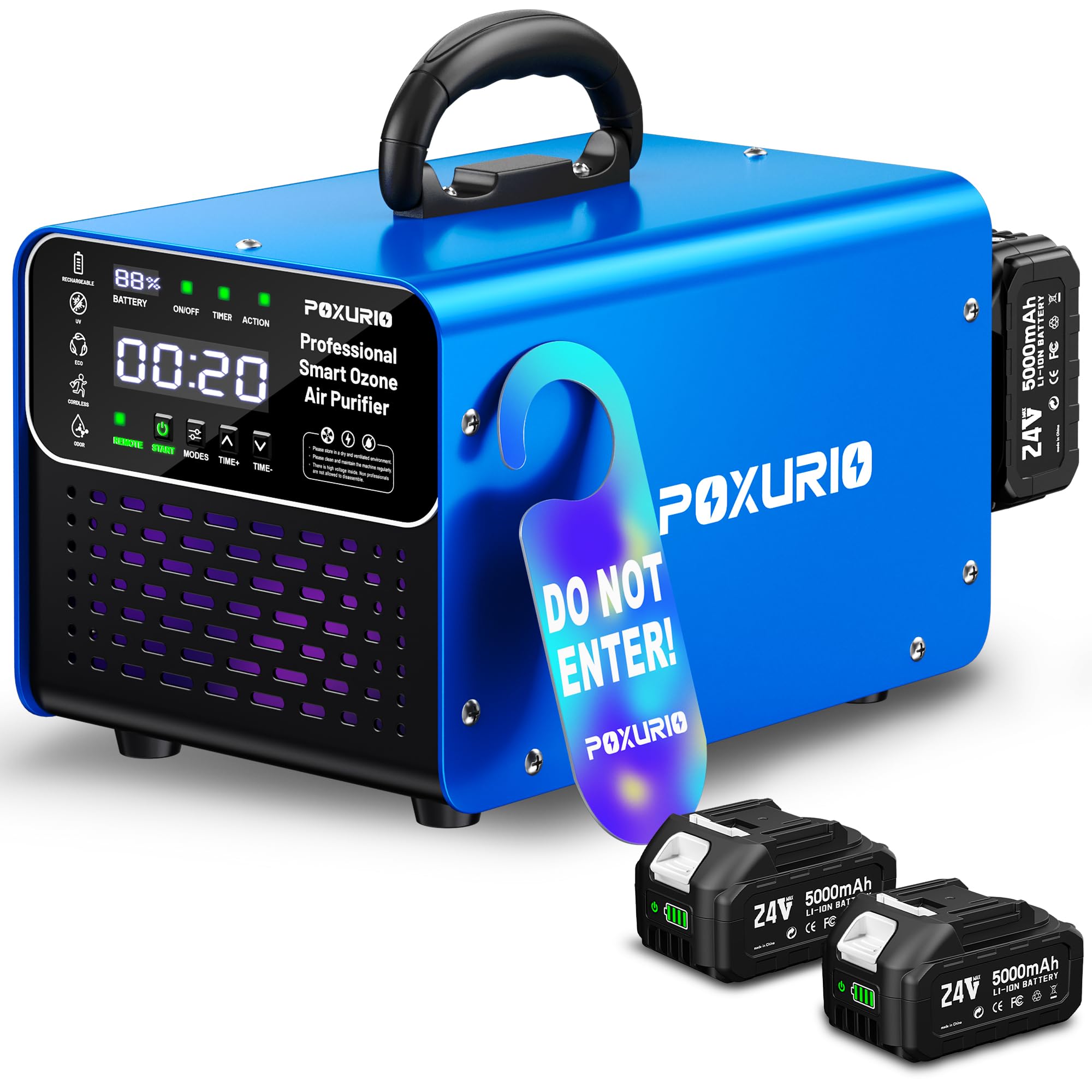 Cordless Ozone Generator - 1,000,000mg/h Professional Grade Covers 10000 Sq-Ft+, 2026 Upgraded Portable Deisgn with 2x 5000mAh Battery for 8-10 Hours Use, With Remote Control&amp;LCD Screen