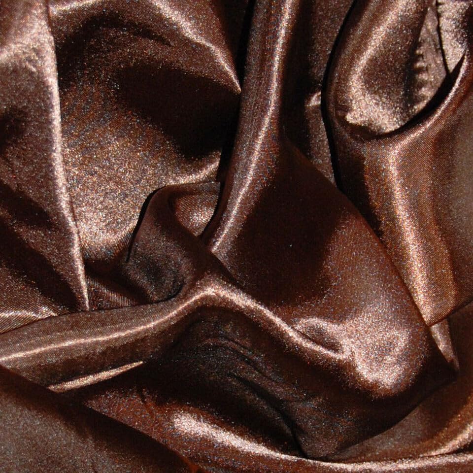 Silky Satin Dress Craft Fabric Plain Luxury Wedding Material 149cm Wide (Brown) (One Metre)