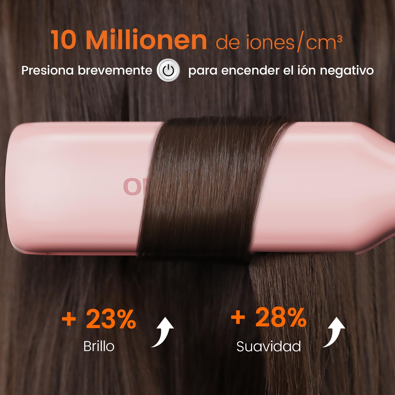 Faszin Plancha de Pelo con Placa de 42 mm de Ancho, Plancha de Titanio con Iones Negativos, Pantalla LED, Calentamiento Rápido de 30 s, Temperatura Ajustable de 11 Niveles (130-230 ℃) - Rosado