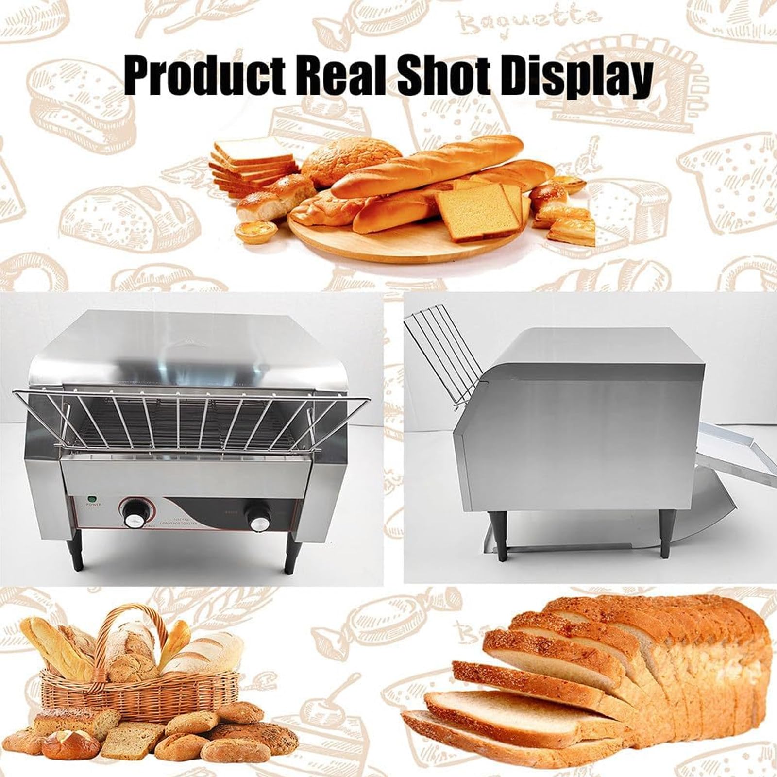 MáQuina Tostadora Para Pan, Bagel, Desayuno, Comida, Horno Tostador Transportador, Horno Tostador De CajóN Para Hotel, Restaurante Y CafeteríA,150
