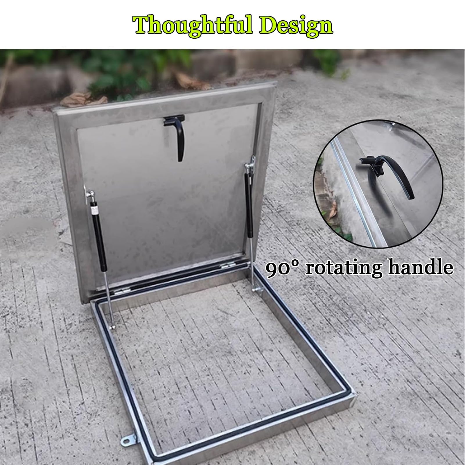 Cubierta de ventilación robusta con resorte de gas para puerta de seguridad de emergencia para tragaluz y sótano, puerta de seguridad de emergencia, tamaño: 80 x 75 cm, solución duradera y segura.