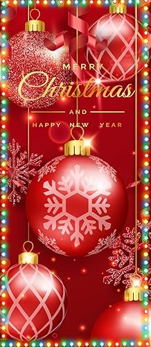 Miniatura 3 de Decoración navideña para puerta de garaje, cubierta festiva para puerta de garaje, 3 x 6.6 pies, adornos rojos de Navidad para puerta delantera,