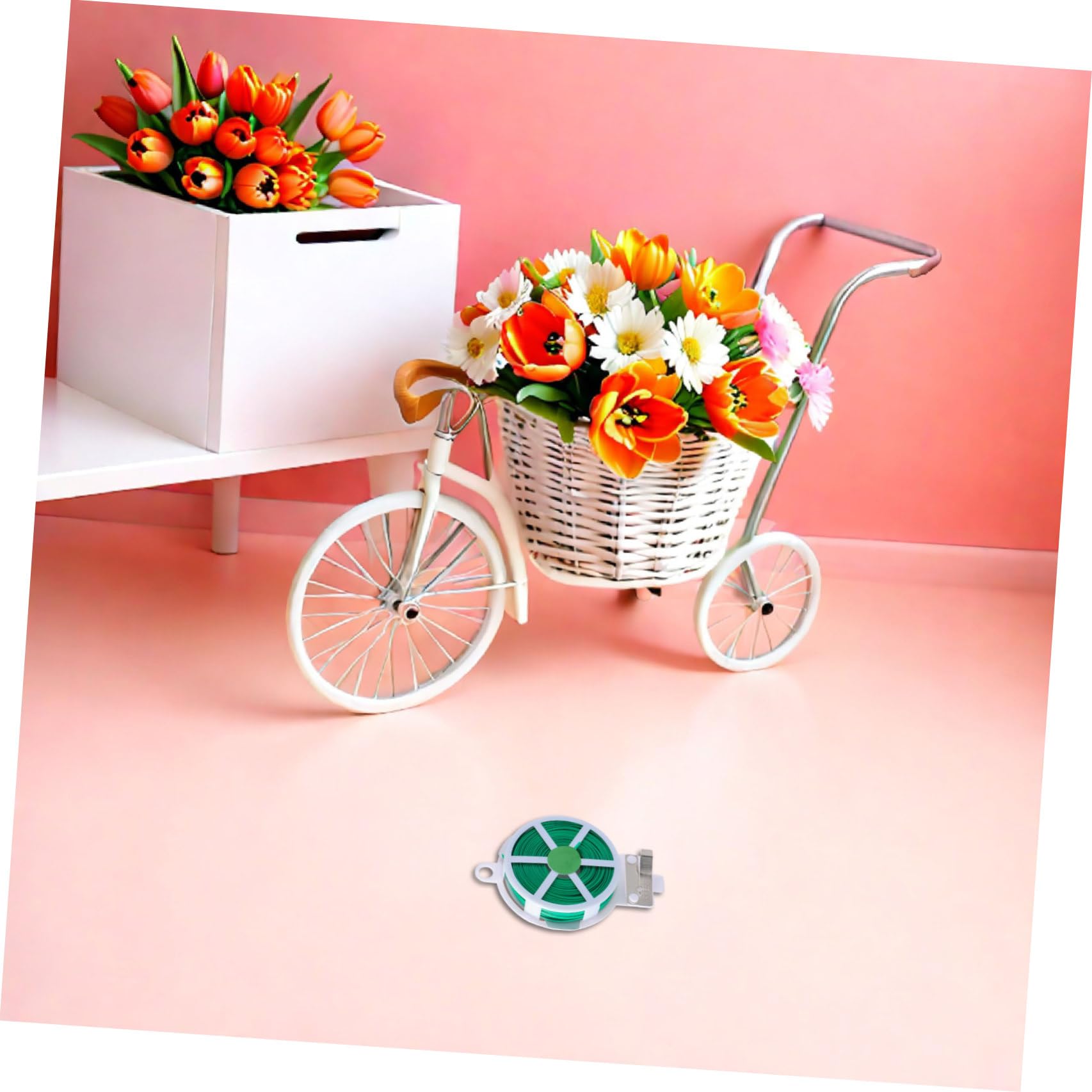 KESYOO Filo da giardino rivestito in plastica verde 12 rotoli da 50 m flange girevoli riutilizzabili per supporto e legatura flessibile delle piante in orticoltura e giardinaggio domestico