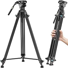 WEYLLAN VP5 ビデオ三脚 65インチ 約165cm プロ用 フルードヘッド 流体雲台 搭載 3段式 耐荷重6kg DSLRカメラ ビデオカメラ対応