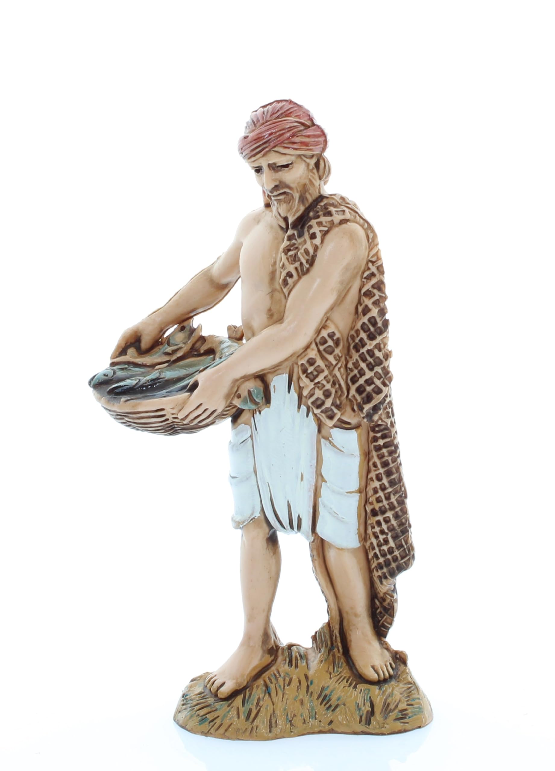 Moranduzzo Multi-Coloured Fish Seller H 3.62 In For 3.94 In Nativity – Standard 10 – Unbreakable, Arabic Style, Hand-Painted, Official, Made In Italy, Sculptor M. Landi